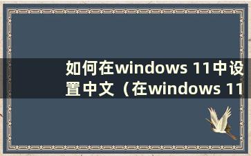 如何在windows 11中设置中文（在windows 11中设置中文）